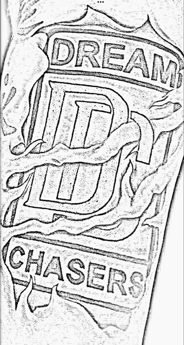 a black and white drawing of a bottle with the words dream chasers on it