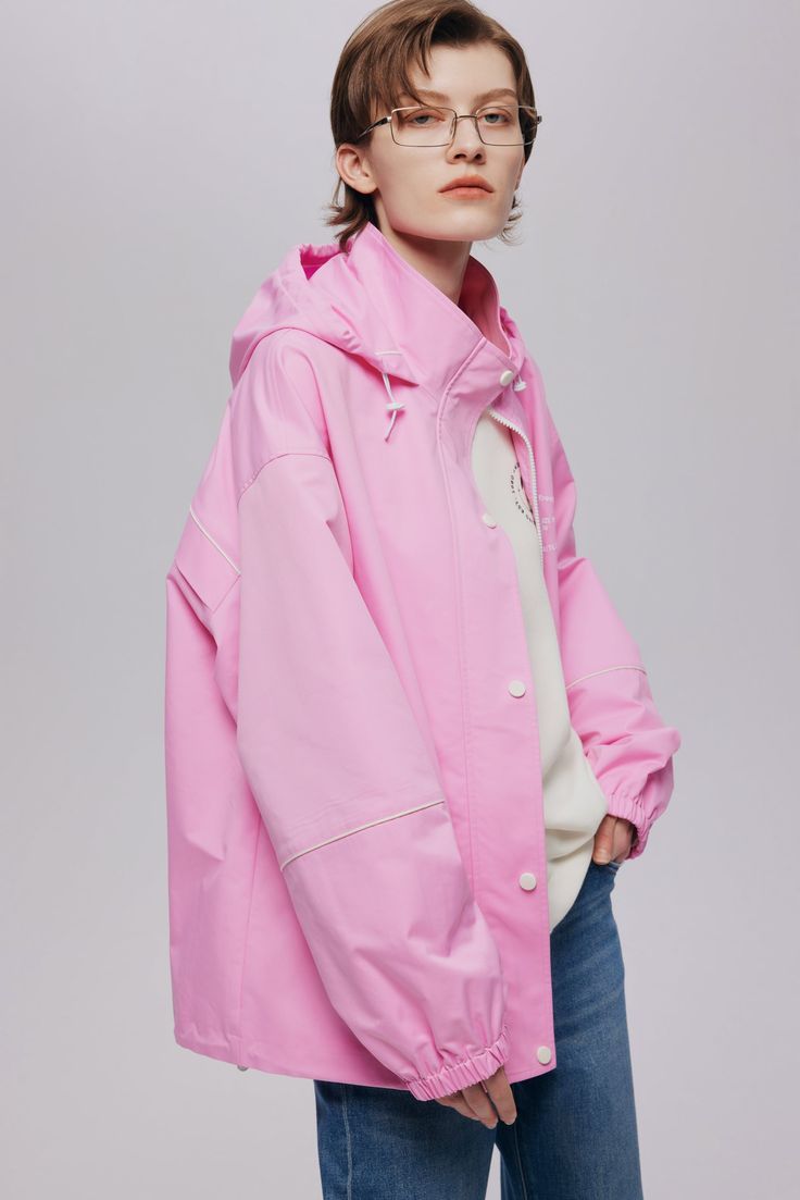 Details: Candy pink trench coat jacketHood, drawstring, and back flap design are full of outdoor feeling and casual sports temperament.Short silhouetteSmooth and firm hand feelingHeavyweight triple-proof material, can be waterproof, oil-proof, stain-resistant Materials & Care: polyester: 100% Hand wash | Dry clean Do not bleach Size & Fit: Model is 5'7", Bust 32, Waist 24, Hips 35, wearing a size S Item #: LN3JA05 Oversized Solid Hooded Jacket For Spring, Solid Color Spring Parka For Streetwear, Spring Streetwear Solid Color Parka, Spring Windbreaker With Detachable Hood For Streetwear, Oversized Parka With Drawstring Hood For Spring, Casual Waterproof Hooded Jacket For Spring, Casual Waterproof Spring Outerwear, Spring Waterproof Raincoat For Streetwear, Spring Waterproof Parka For Streetwear