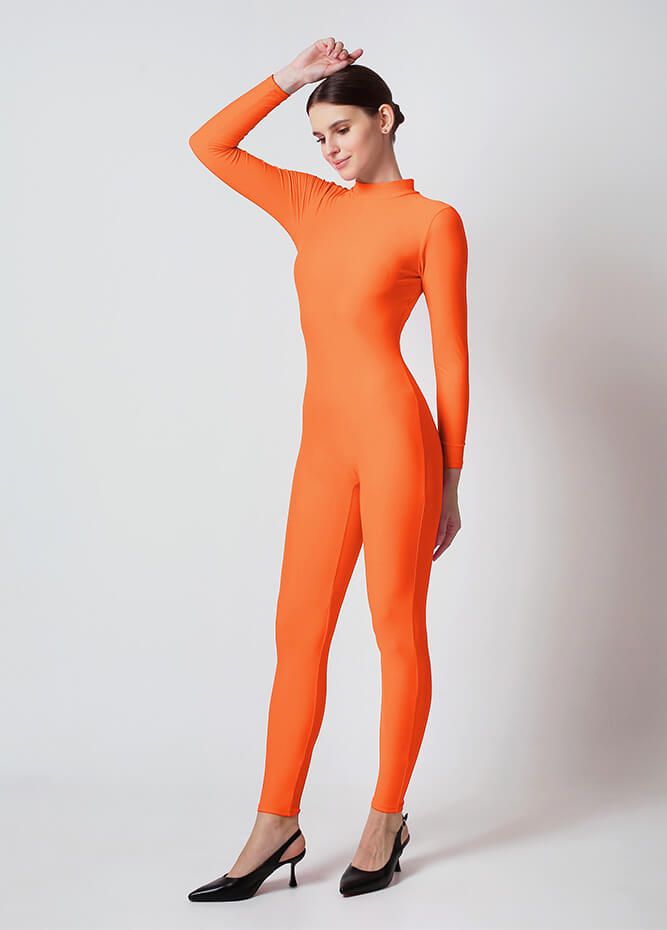 85% Nylon, 15% Spandex. Zipper closure. Made of Stretchable soft fabric. Comfortable and breathable. Mock neck, long sleeve, back zipper from neck to waist, one-piece bodysuit. It's a unisex design both for men and women. It's not see through at all even though it was stretched quite a bit and the zipper is nice and doesn't get stuck easily. Perfect for Halloween costumes, stage performances, dancewear, practice, etc. Unitard Costumes, Long Sleeve Unitard, Metallic Leotard, Dance Unitard, Bodysuit Costume, Solid Color Jumpsuits, Full Body Suit, Mock Neck Long Sleeve, Turtleneck Long Sleeve