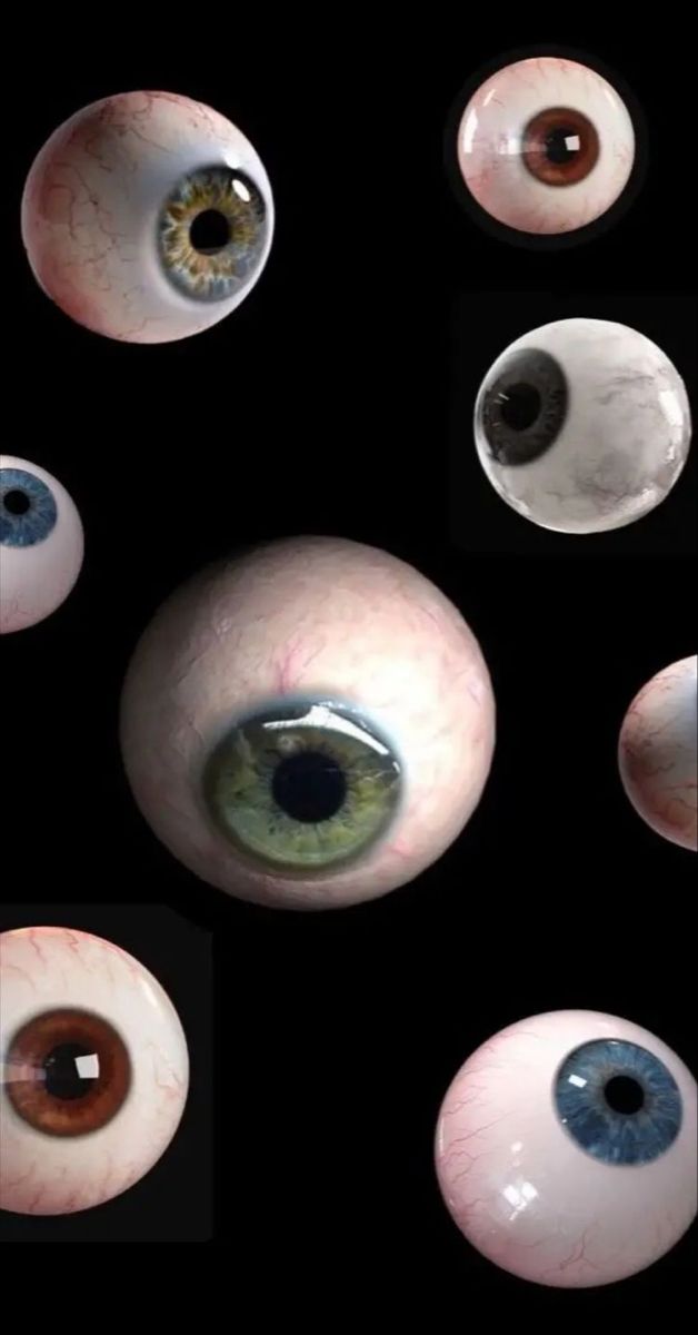 several different types of eyeballs are shown in this image, including one with brown and blue eyes