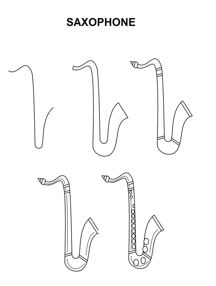 the saxophone is shown in black and white, with different parts to each one's side