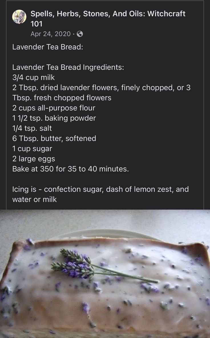 a recipe for homemade lavender tea bread