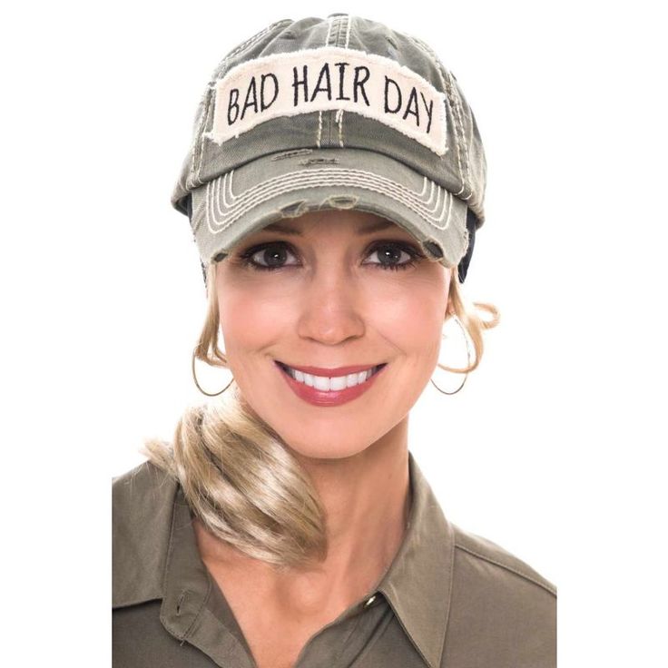 Baseball Cap Hairstyles, Bad Hair Day Hat, Summer Headwear, Chemo Hair, Hats Baseball Caps, Distressed Baseball Cap, Hat Day, Hats Baseball, Baseball Caps Fashion