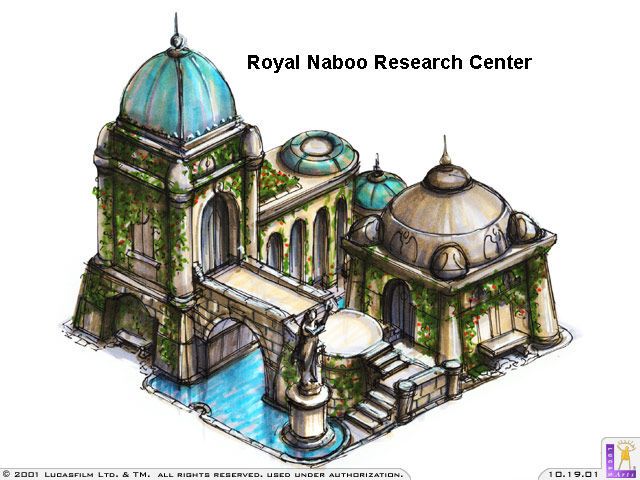 the royal naboo research center is depicted in this drawing from an artist's perspective