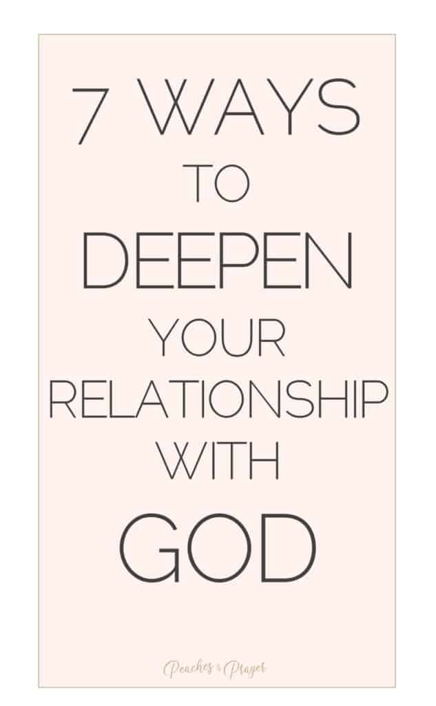 a pink poster with the words 7 ways to deepen your relationship with god on it