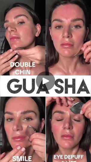 Guasha Exercises, How To Gua Sha Face, Guasha Before And After, Gua Sha For Double Chin, Gua Sha Before And After, Guasha Routine, Gus Sha, Guasha Face, Gua Sha Routine