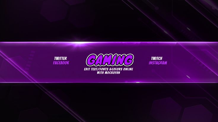 purple banner with the word gaming on it in front of a black and white background