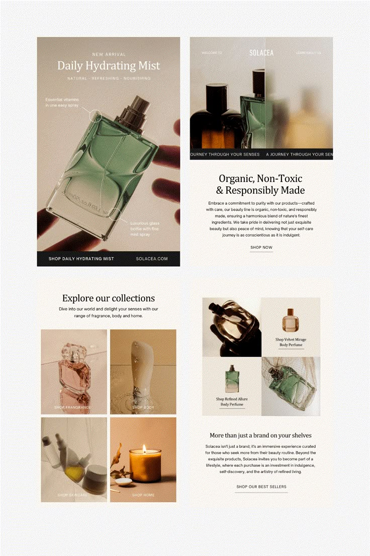 an image of a website page with different items on it and the words daily hydrating mist