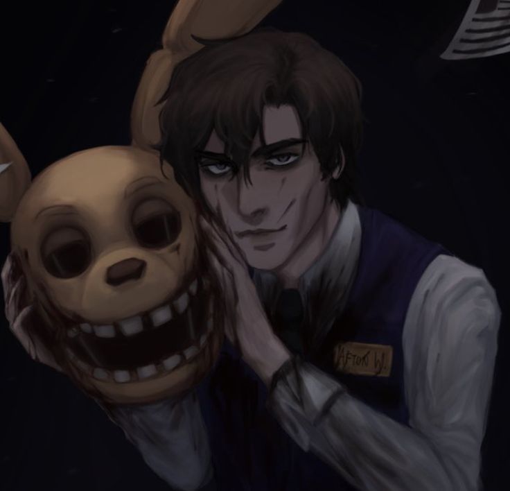 an animated character holding up a creepy mask