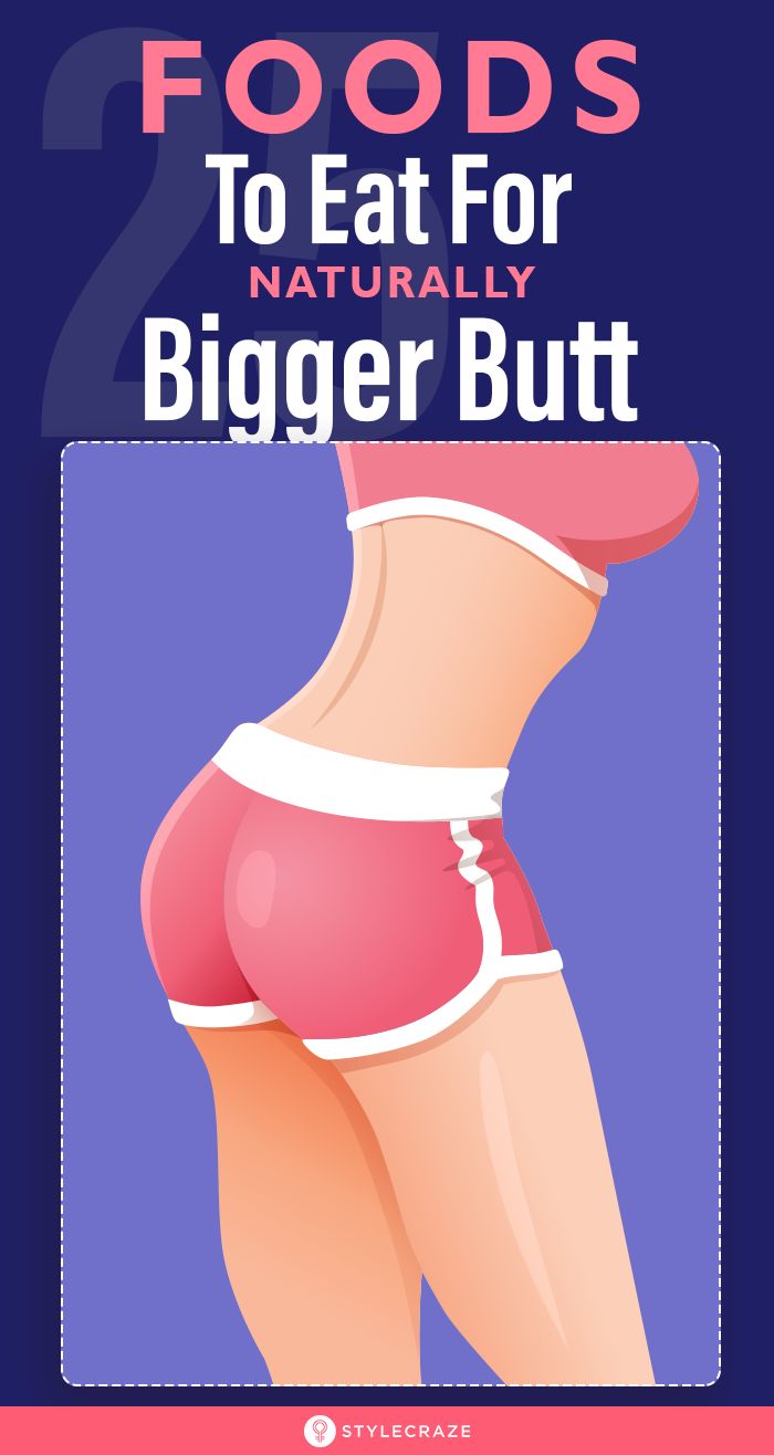 the cover of two foods to eat for naturally bigger butts, with an image of a woman's stomach