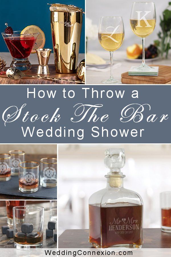 how to throw a stock the bar wedding shower with wine glasses, liquor bottles and silverware