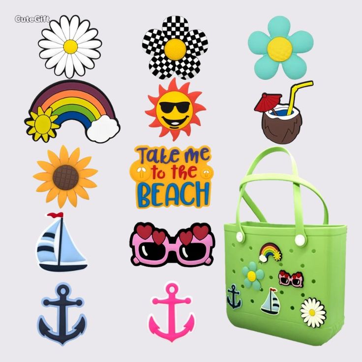 5-Piece Summer Oasis Charm Set - Shop Now - Aunomay Rectangular Plastic Beach Bag For Vacation, Casual Beach Bags Made Of Plastic, Playful Green Bags For Vacation, Playful Green Vacation Bags, Multicolor Plastic Beach Bags, Summer Vacation Beach Bag In Plastic, Green Summer Beach Bag For Poolside, Multicolor Beachy Beach Bag For Poolside, Summer Vacation Plastic Beach Bag