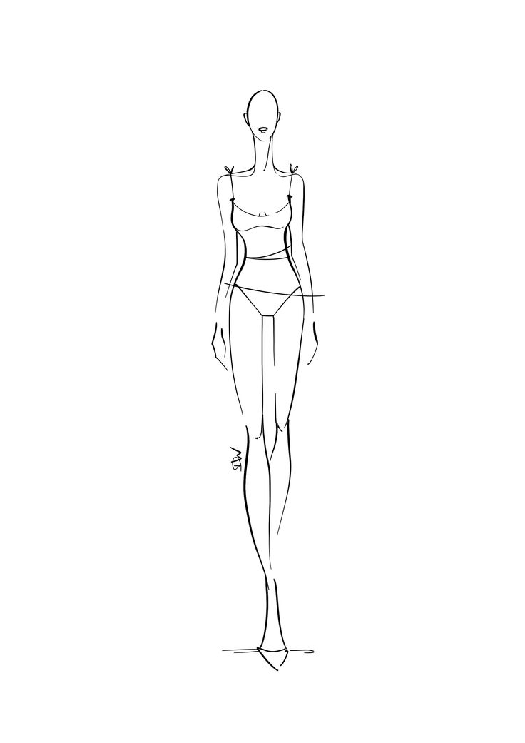 a line drawing of a female mannequin