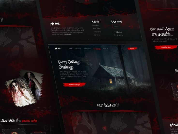 Horror Design Ideas, Horror Presentation Design, Goth Website Design, Horror Website Design, Spooky Website Design, Horror Graphic Design, Movie Website Design Inspiration, Web Palette, Horror Magazine Layout