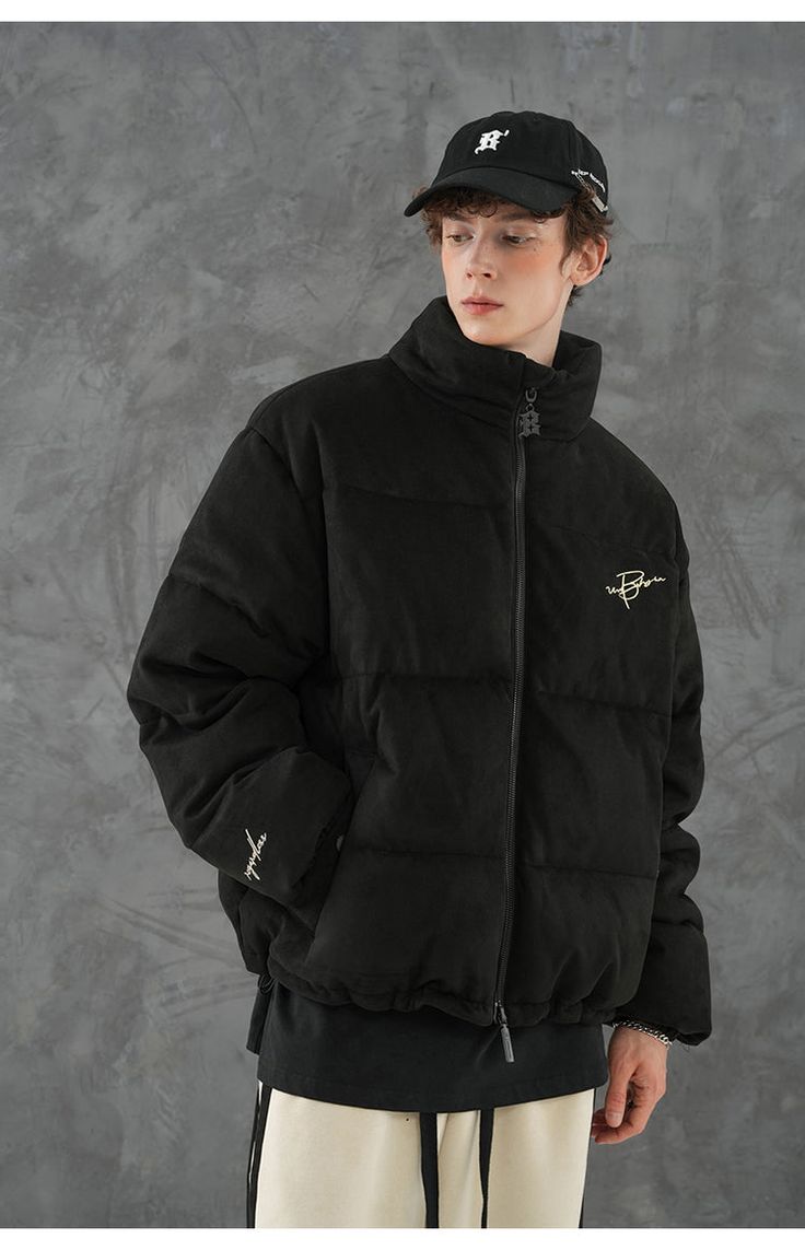 BJHG insulated 360g polyester-blend puffer jacket, two-way zip closure, welt pockets, elasticized hem and cuffs, bungee-style drawstrings at hem, logo embroidered at back. Composition - Polyester, Spandex Sizing: US/EU Regular Fit Male Model: 184cm/65kg 6’0/143lbs wearing size XL Female Model: 168cm/43.5kg 5’6/96lbs wearing size XL Urban Puffer Jacket With Fleece Lining, Solid Windproof Puffer Jacket For Streetwear, Sporty Winter Puffer Jacket For Streetwear, Solid Color Windproof Puffer Jacket For Streetwear, Black Duck Down Puffer Jacket For Streetwear, Winter Streetwear Puffer Jacket With Ribbed Cuffs, Streetwear Quilted Down Puffer Jacket, Sporty Streetwear Puffer Jacket With Fleece Lining, Nylon Puffer Jacket For Streetwear