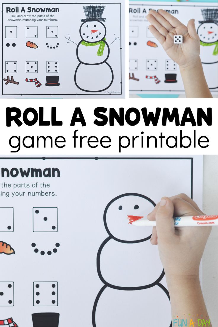 roll a snowman game free printable for kids