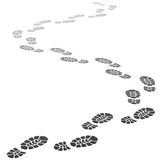 footprints are shown in the middle of a white background