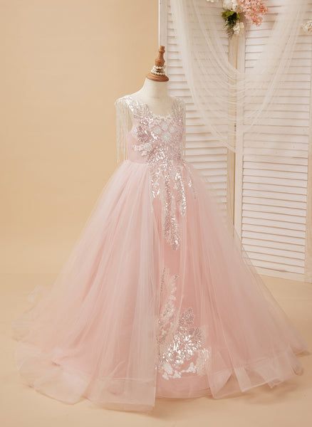 Ball-Gown/Princess Satin Tulle Floor-length Pink Flower Girl Dress Blushing Pink / 9y Product Code: 227042 Embellishment: Lace Fabric: Tulle,Satin Silhouette: Ball-Gown/Princess Neckline: Scoop Neck Sleeve: Sleeveless Hemline/Train: Floor-length Back Style: Back Zip Girls Birthday Dresses, Pink Flower Girl Dress, Straight Wedding Dresses, Pink Flower Girl, Pink Flower Girl Dresses, Ball Gowns Princess, Girls Pageant Dresses, Birthday Girl Dress, Satin Tulle