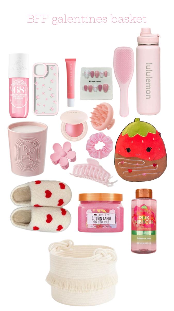 a bunch of items that are on top of a white background with the words bef valentine's basket