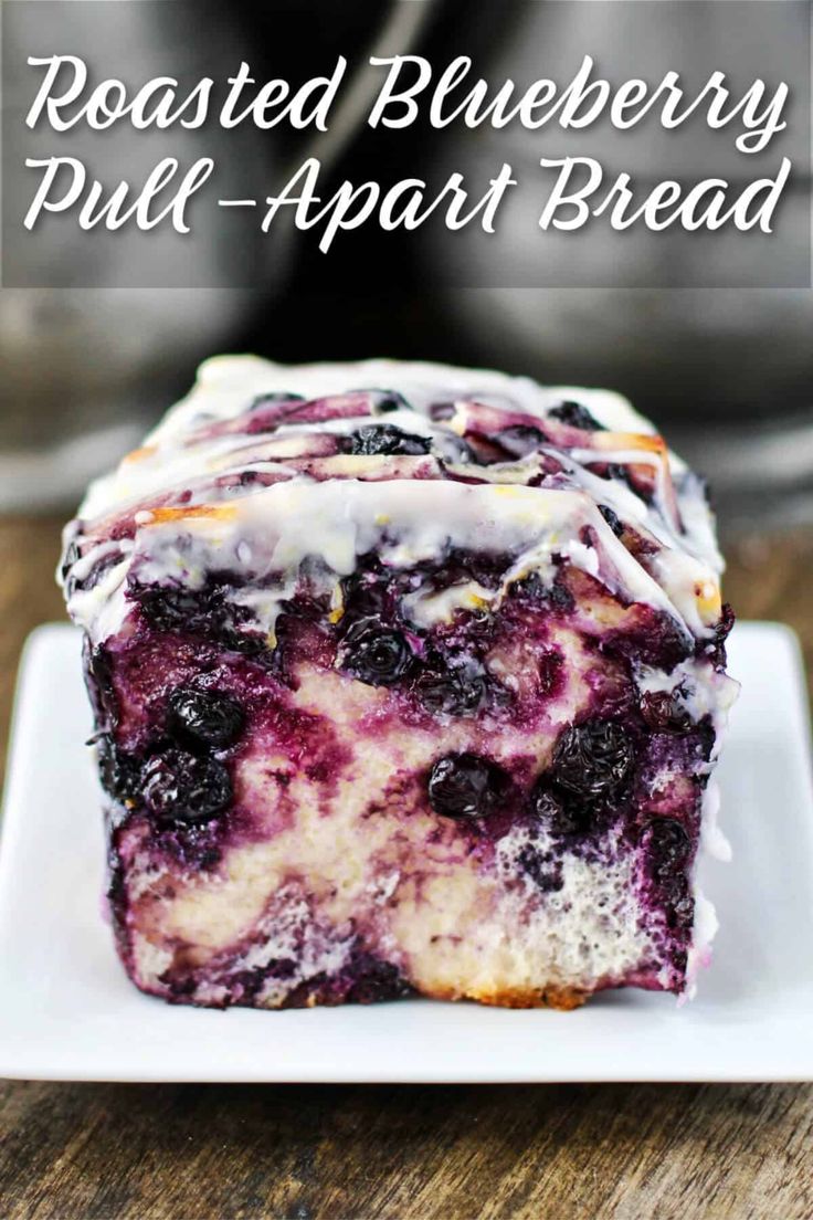 Blueberry Pull Apart Bread, Roasted Blueberries, Pull Apart Loaf, Blue Berry, Homemade Dough, Lemon Glaze, Pull Apart Bread, Blueberry Recipes, Kitchen Stories