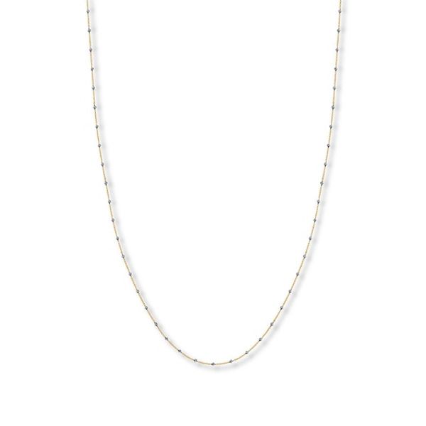 This lovely cable chain necklace is styled in 14K yellow gold with 14K white gold beads. The 20-inch necklace fastens with a spring ring clasp. 20 Inch Necklace, Jewelry Advice, 16 Inch Necklace, Cable Chain Necklace, Kay Jewelers, Accessories Jewelry Necklace, Cultured Pearls, Gold Beads, Necklace Designs