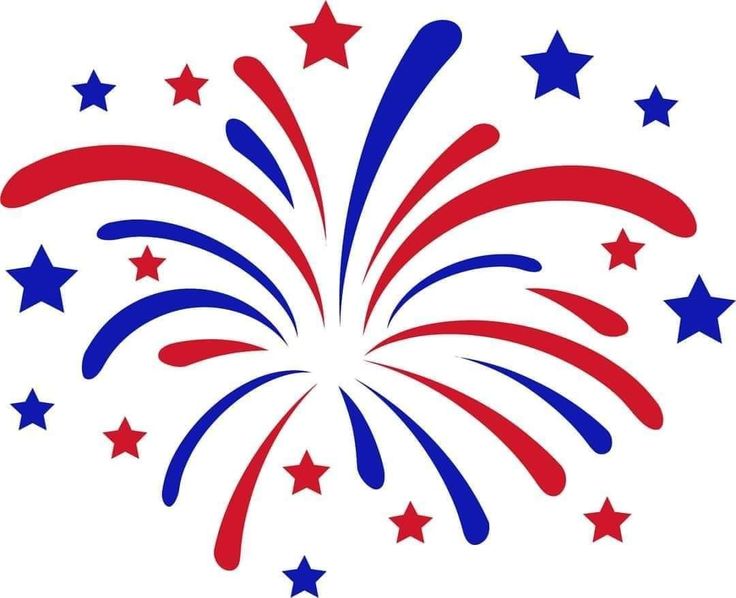 red white and blue fireworks clipart