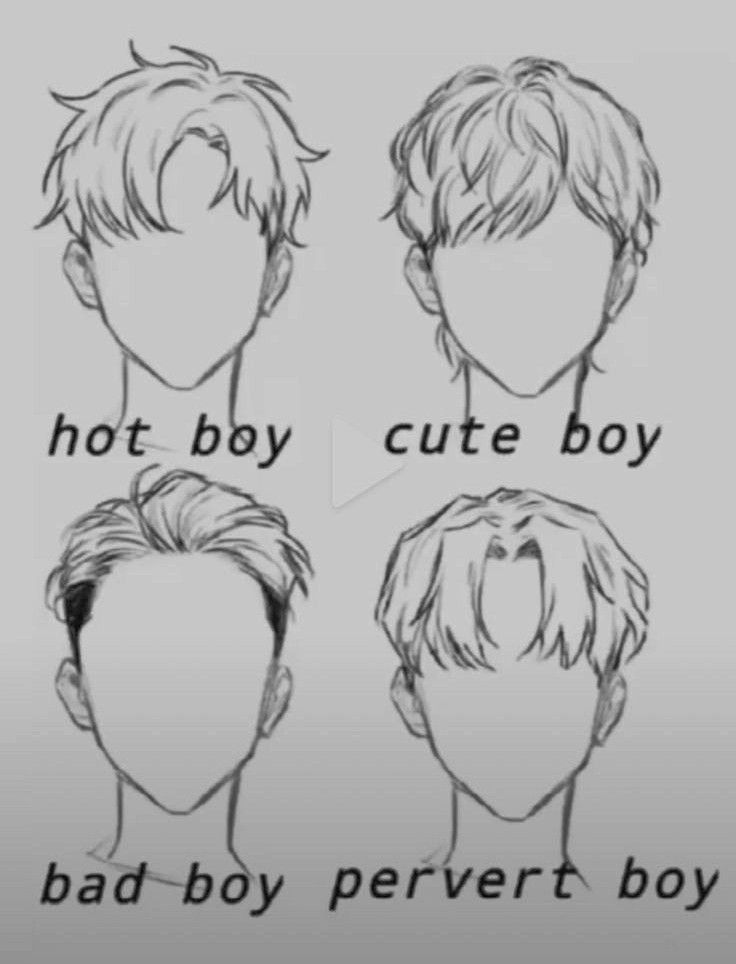 Boy Hair Drawing, Drawing Male Hair, Anime Hairstyles Male, Boy Sketch, Manga Hair, Face Template, Drawing Ideas List, Anime Boy Hair, Drawing Hair