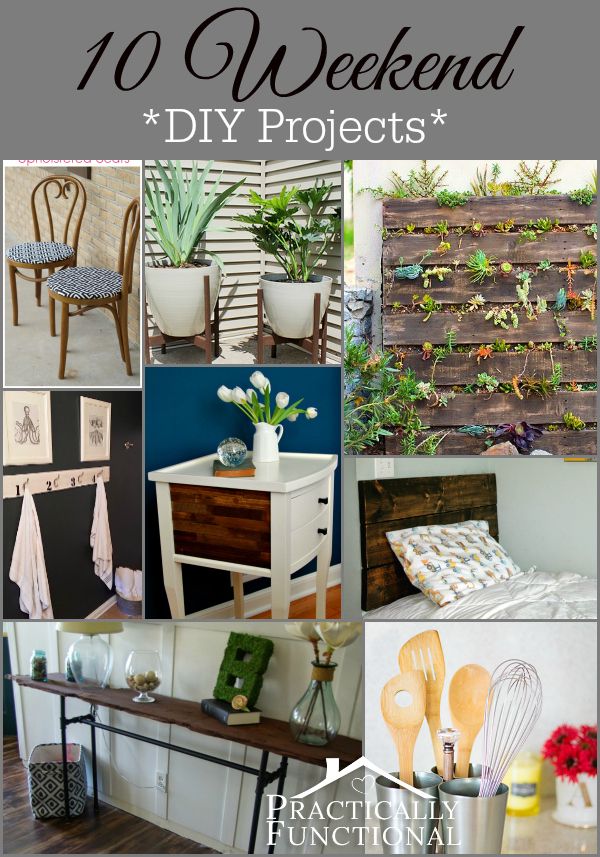 a collage of photos with the words 10 weekend diy projects on it and pictures of