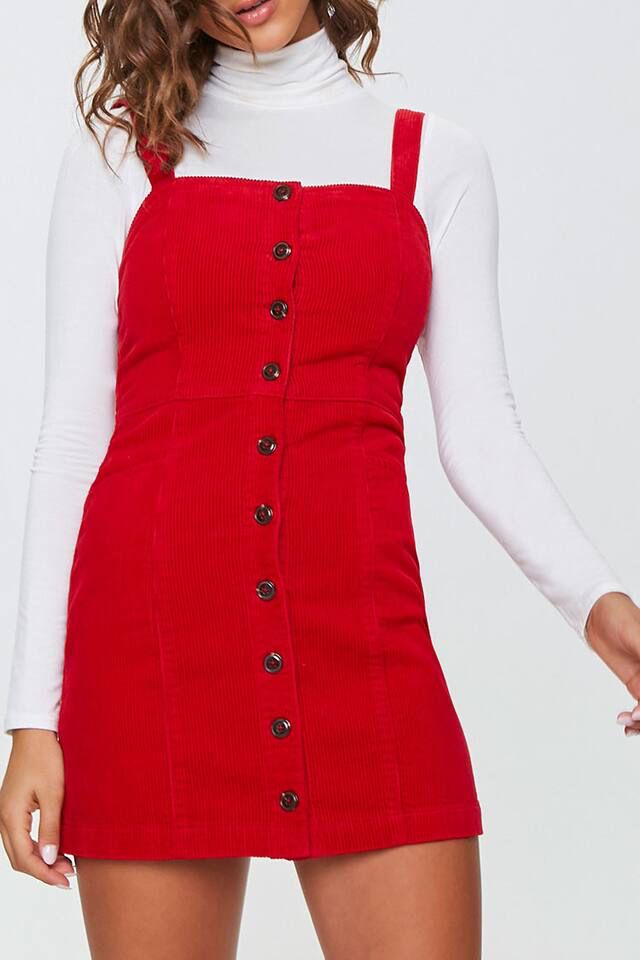 Red Corduroy Dress, Forever 21 Store, Forever 21 Activewear, Corduroy Dress, Christmas 2020, Button Down Dress, Square Cut, Romper Dress, Princess Seam