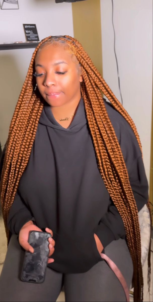 Hair Inspo Protective Styles, Brown Jumbo Knotless Braids, Hairstyles Long Braids, Braids On Black Women, Highschool Hairstyles, Braid Hairstyles For Black Women, Weave Hair Color, Brown Box Braids, Beauty Careers