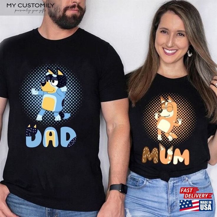 Custom Dad Mom Bluey Sweatshirt Tshirt Shirt Unisex Check more at https://mycustomily.com/product/custom-dad-mom-bluey-sweatshirt-tshirt-shirt-unisex/ Fiesta Bluey, Bingo, Mom And Dad, Sweatshirts, T Shirt, Quick Saves