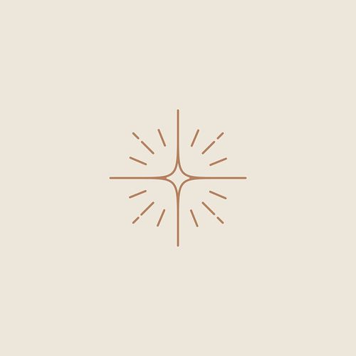 a cross with rays coming out of it on a beige background in the shape of a sunburst