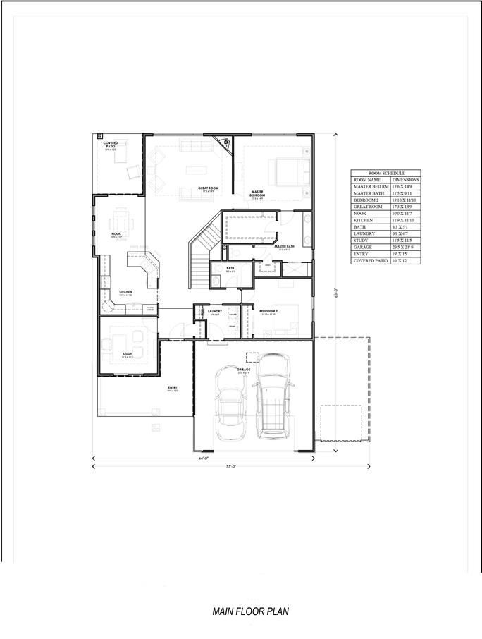 the floor plan for a home with two car garages