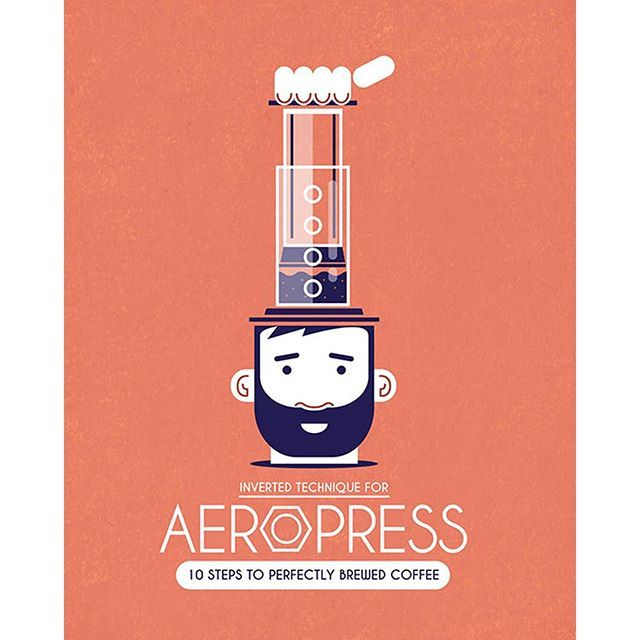 an advertisement for aeropress coffee featuring a man with a beard in front of a blender