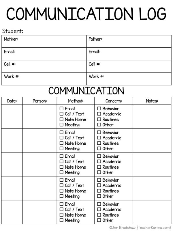 the communication log is shown in black and white