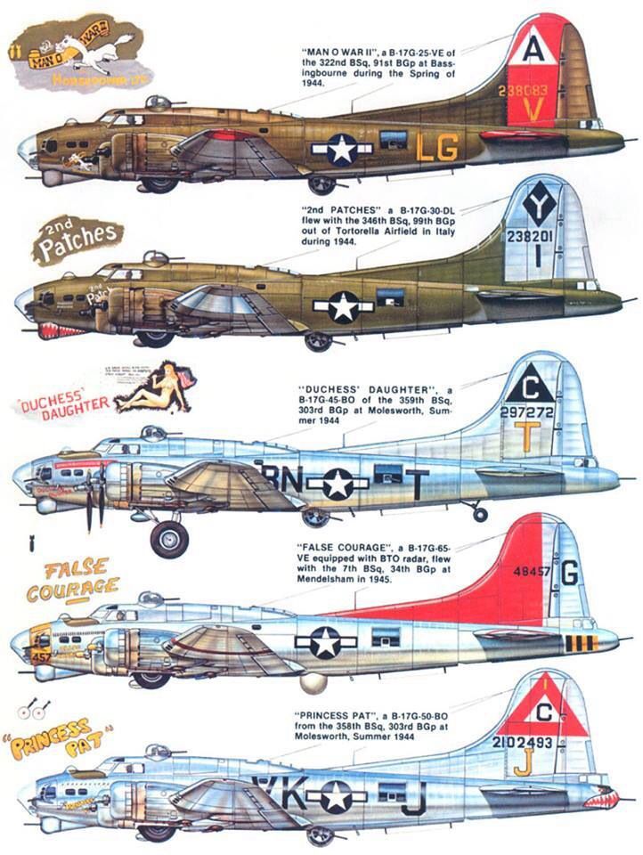 four different types of airplanes are shown in this drawing