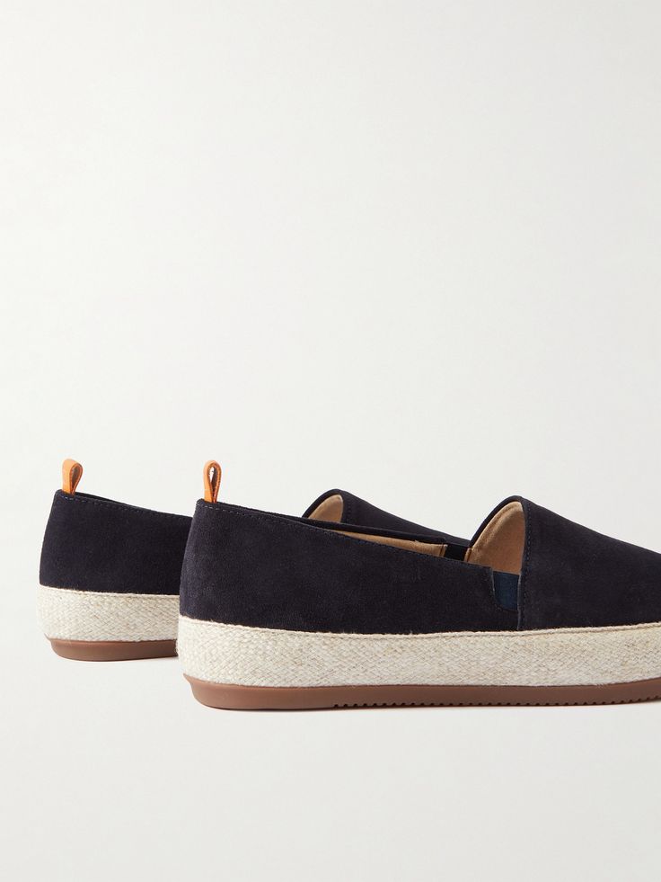 Mulo's shoes combine the fit and feel of sneakers with all the warm-weather panache of espadrilles. This pair is handmade from tactile suede with cushioned leather footbeds and elasticated inserts. The clean-cut design means they'll work with both casual and smart summer outfits. This product was made from Considered Materials. Find out more about our Craftsmanship Code here. Casual Suede Espadrilles With Contrast Sole, Comfortable Leather Espadrilles With Removable Insole, Suede Espadrilles With Contrast Sole And Round Toe, Suede Espadrilles With Cushioned Footbed For Beach, Beach Suede Espadrilles With Cushioned Footbed, Casual Suede Espadrilles For Vacation, Summer Leather Sneakers, Comfortable Leather Slip-on Sneakers For Summer, Suede Espadrilles With Woven Sole For Vacation