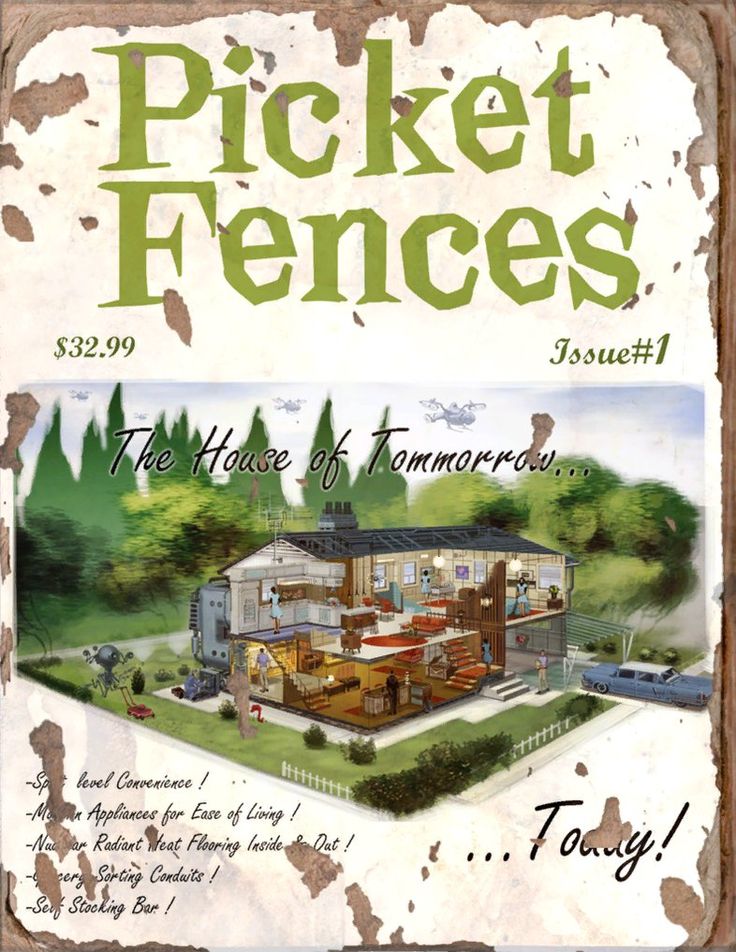 the cover of picket fences magazine with an image of a house in the background