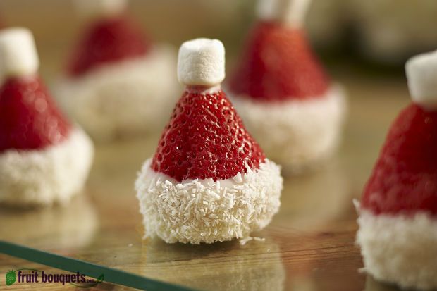 small santa hats made out of rice on a table