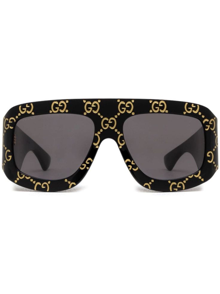 black acetate signature Double G logo pilot frame grey tinted lenses oversize arms curved tips These glasses come with a protective case. Double G Logo, G Logo, Gucci Eyewear, Eyewear Accessories, Colored Sunglasses, Sunglass Frames, Protective Cases, Sunglasses Accessories, Fashion Branding