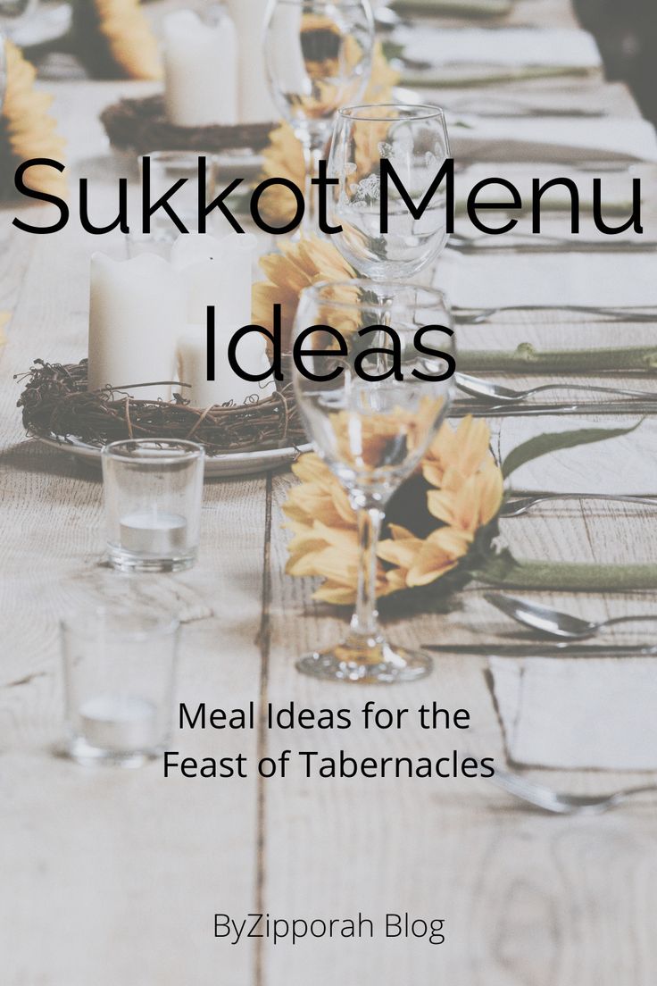 a long table with flowers and candles on it is featured in the book sukkat menu ideas