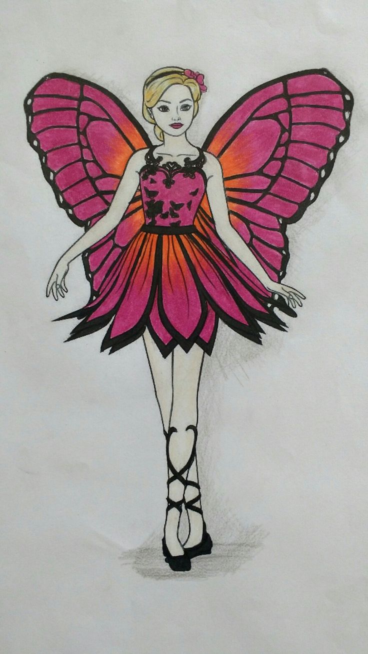 a drawing of a woman dressed as a butterfly