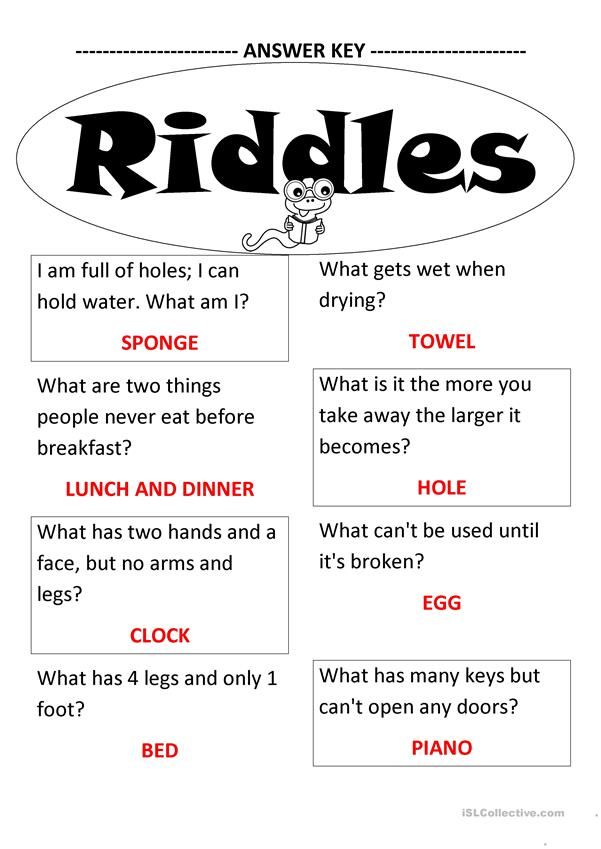 riddles worksheet for kids to learn how to read riddles in english