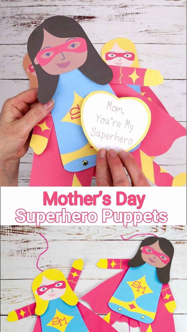 the mother's day superhero puppets are made from paper and cut out to look like they