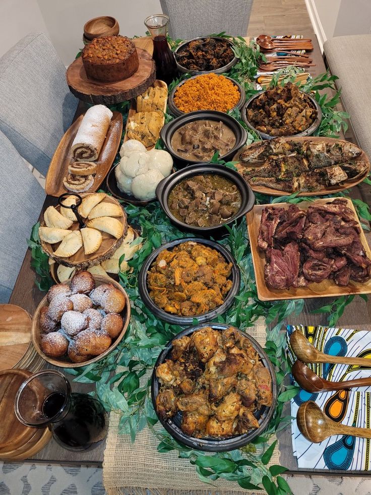 a table filled with different types of food