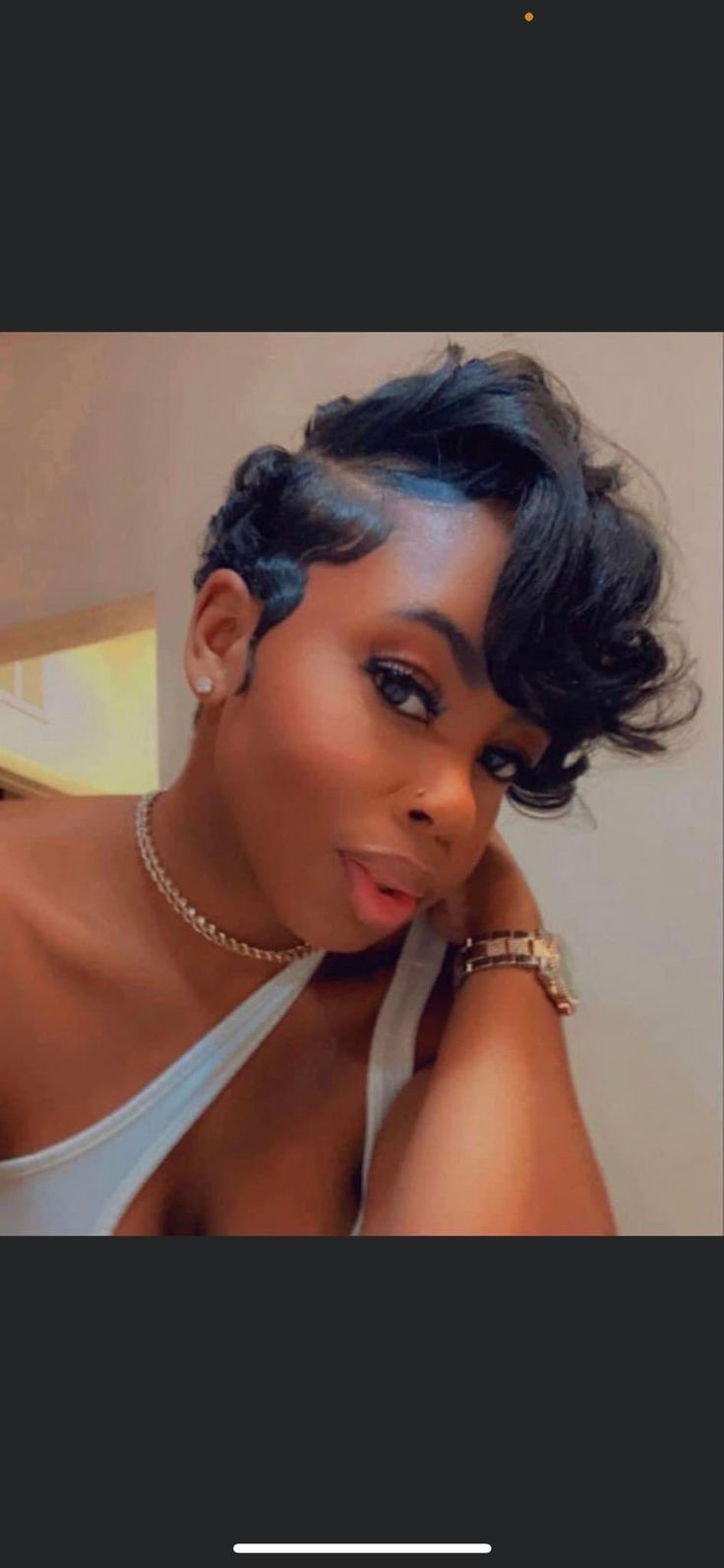 Wave On Short Hair, Black Hair Pixie Cut, Cute Short Hair Styles, Finger Waves Short Hair, Short Weave Hairstyles, Cute Short Hairstyles, Cute Short Hair, Short Hair Waves, Short Pixie Cuts