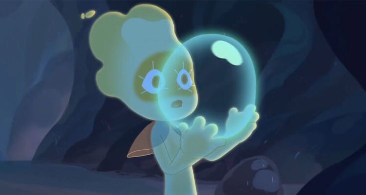 a cartoon character holding a glowing orb in his right hand and looking at the viewer