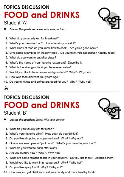 an image of food and drinks question sheet