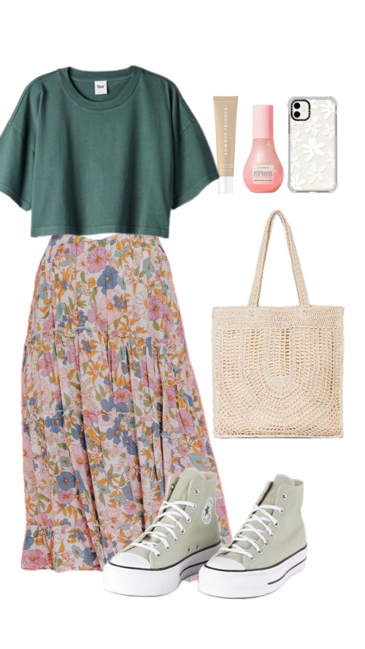 #fallfashion #modestfashion #beigeaesthetic #denimmidiskirt #longjeanskirt #modestoutfit #neutralsaesthetic #fallfit #jeanskirt #midijeanskirt #midiskirt #platformconverse #floralmaxiskirt #sagegreen Teaching Outfits, Modesty Outfits, Cute Modest Outfits, Rock Outfit, Modest Fashion Outfits, Mode Vintage, Mode Inspiration, Looks Vintage, Outfits Casuales