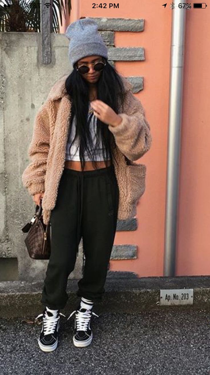 #beanie #vans #sweats #teddy #sherpa #jacket #lv #sunglasses #retro *this is a commissionable link Pastel Outfit, Cute Lazy Outfits, Outfit Jeans, Lazy Outfits, Chill Outfits, Edgy Outfits, Outfits Casual, Looks Style, Fit Inspo